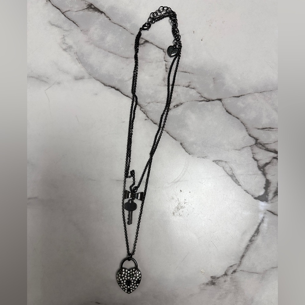 Vintage Betsey Johnson Heart lock and key Necklace